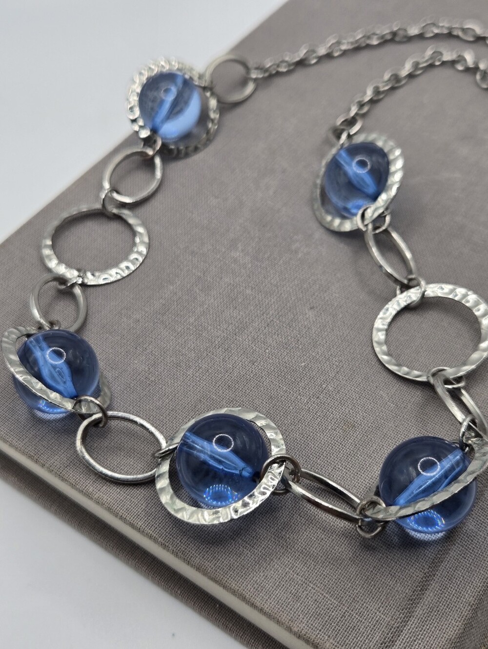 Silver Blue Solar System Saturn Jupiter Necklace Planet Neptune Whimsigoth Y2k